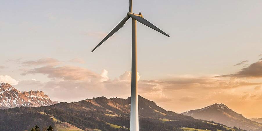 Wind Turbine Between Hills